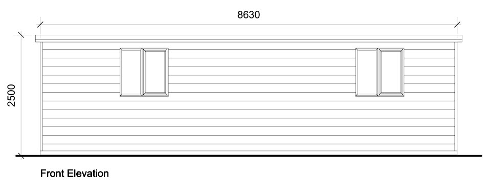 Front elevation of 2 bed garden annexe
